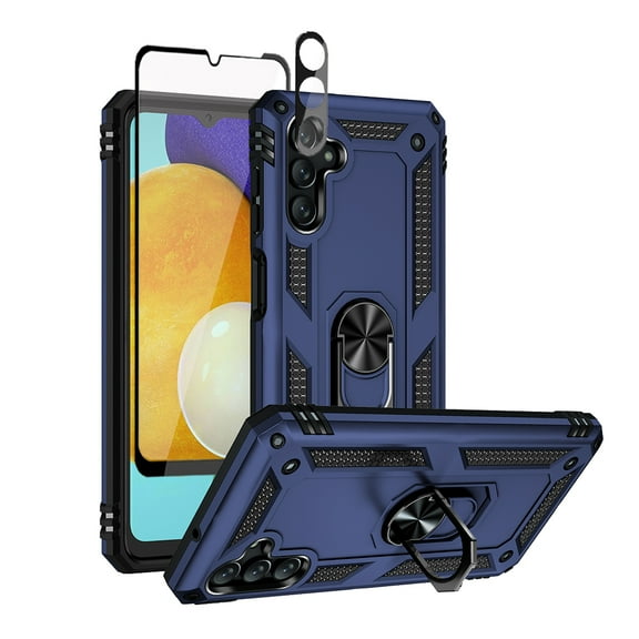 TASHHAR Samsung Galaxy A04S Case/A13 5G Case with Screen and Lens Protector Magnetic Ring Kickstand Military Grade Double Layer Drop Protection Rugged Detachable for Galaxy A04S/A13 5G Phone - Blue