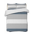 thumbnail image 2 of Quilts Twin Size, Haze Blue Grey Stripe Soft Comforter Bedding Set for Bed, Modern Art Horizontal Striped Lightweight Quilted Bedspread with Pillow Cover(2 Pieces) for All Season, 68x86 Inch, 2 of 6