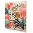 thumbnail image 2 of Designart "Jungle Leopard in Green and Pink II" Animals Canvas Wall Art - Traditional Pink Leopard Hallway Wall Art Decor, 2 of 6
