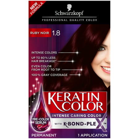 Schwarzkopf Keratin Color Anti-Age Hair Color Cream, 1.8 Ruby Noir.