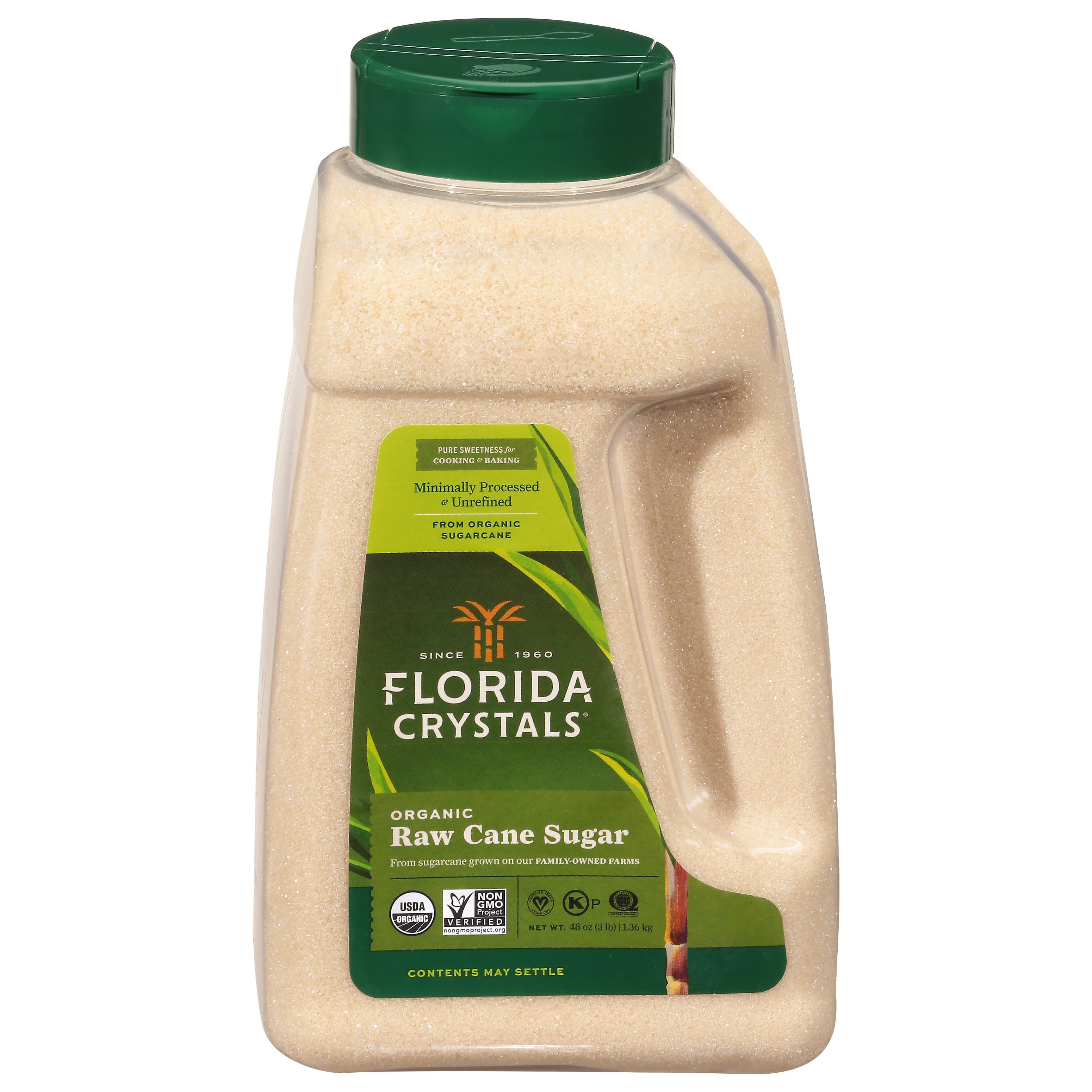 Florida Crystals Organic Raw Cane Sugar, 48 oz Jug