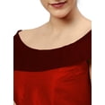 thumbnail image 4 of eloria Women's Blouse Boat Neck Filler Multicolor Sleeveless Top Color: Redorange & Maroon | Size: 36, 4 of 6