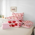 thumbnail image 6 of jejeloiu Cute Cherry 7pcs Bedding Comforter Set,Cartoon Flower Floral Queen Bedding Sets,Red Green Pink Queen Sheet Sets For Girls,Ultra Soft Home Decor Reversible, 6 of 8