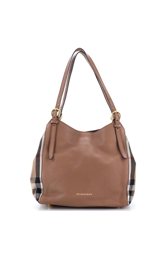 Pre-Owned Canterbury Tote Leather and House Check Canvas Small By Rebag