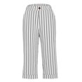 thumbnail image 4 of WMTBSRSW Striped Capri Pants for Women Casual Button Pull On Dress Pants Loose Straight Leg Work Trouser with Pockets, 4 of 7