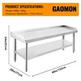 thumbnail image 2 of Stainless Steel 48x28x24 inch Equipment Grill Stand Table, 1000 lbs Top Shelf, 220 lbs Bottom Shelf, Adjustable Legs, 2" Edge Baffle, for Hotel, Home, Commercial Restaurant Kitchen, 2 of 7