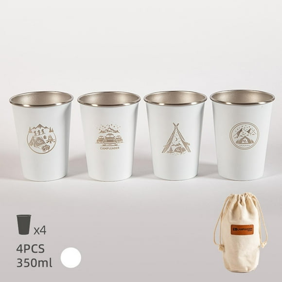 4 Uds vasos de acero inoxidable DYNWAVEMX 350ml inastillables blanco