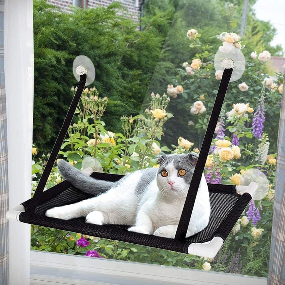Elegant Cat Window Perch, Stable Metal Frames Offer Double Layers Bed For Cat Comfort (60*31CM)