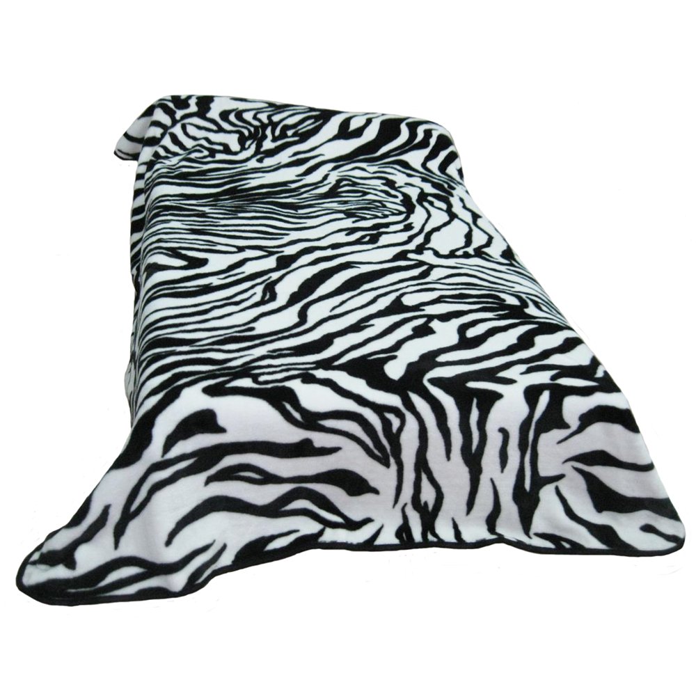 College Covers Throws Zebra Print 63" x 86" Soft Raschel Throw Blanket