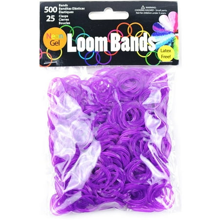 Midwest Design GLB506-81 Gel Loom Bands Value Pack 500 Bands & 25 Clips/Pkg-Purple Gel