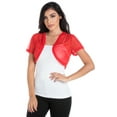thumbnail image 4 of Fashion Secrets Women Short Sleeves Sheer Chiffon Bolero Shrug Short Cardigan (Red, Large), 4 of 4