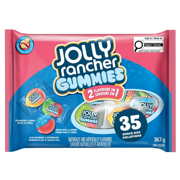 Bonbons gommeux 2 saveurs en 1 Gummies Jolly Rancher 35 unités sans arachides 367 g, 45 paquets 2-1 Gm Jolly Rancher 35unités