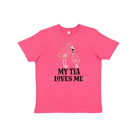 Inktastic My Tia Loves Me Niece Flamingo Youth T-Shirt