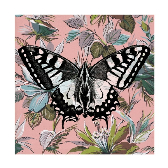 Canvas Wall Art - Dean Russo- Exclusive 'Butterfly Wallpaper Square' Wall Art for Living Room, Bedroom, or Office Décor by Trademark Fine Art - 14 x 14 Inches