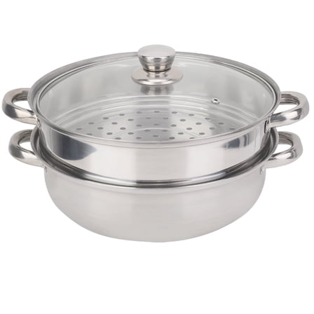 2-Tier Stainless Steel Steamer Pot - 27cm Double Layer Cooker
