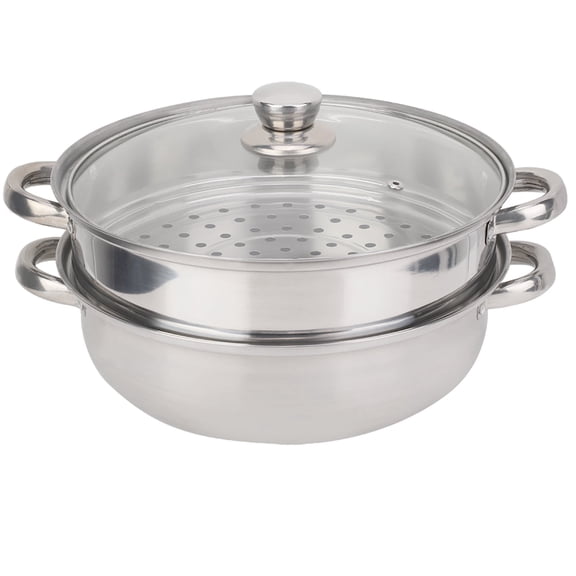 2-Tier Stainless Steel Steamer Pot - 27cm Double Layer Cooker
