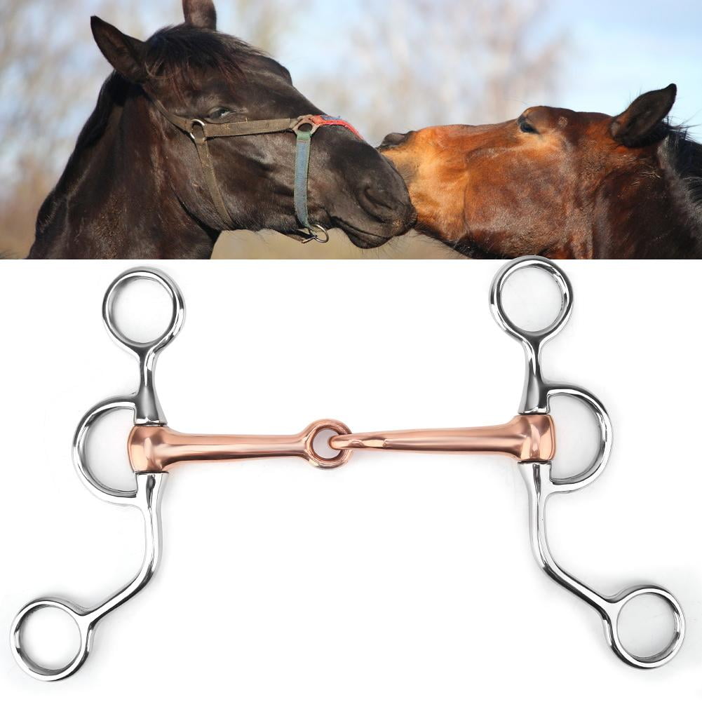 Tebru Gag Ring Snaffle Bits,Horse Chew Stainless Steel Training Bit