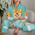 thumbnail image 6 of Pofeuu Dogs Loves Bath Print Womens Pajamas Set Long Sleeve Sleepwear Button Down Nightwear Soft Pj Lounge Sets Button Down Pajamas Women-X-Large, 6 of 7