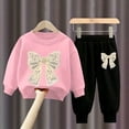 thumbnail image 2 of 4-5 Years Child Toddler Baby Girl Clothes Long Sleeve Letter Print Sweatshirt and Stretch Jogger Pants Newborn Fall Winter Outfit Long Sleeved Sweatshirt Pants Casual Two Piece Set, 2 of 4