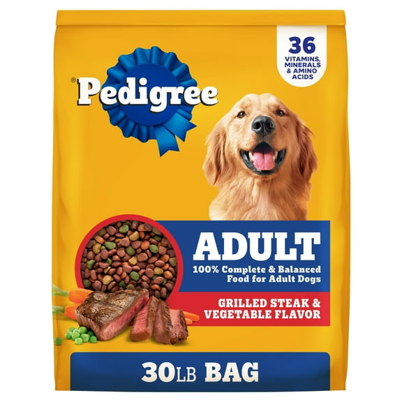 Pedigree Complete Nutrition Adult Dry Dog Food, Grilled Steak & Vegetable Flavor, 30 lb. Bag