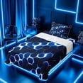 thumbnail image 3 of meiyoeat Neon Honeycomb Pattern Twin Sheet Sets for Boys Girls, Geometric Hexagon Bedding, Blue, 3pcs, 1 Flat Sheet, 1 Fitted Sheet and 1 Pillowcase, 3 of 6