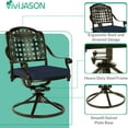 thumbnail image 5 of VIVIJASON 3-Piece Patio Bistro Set, Outdoor All-Weather Cast Aluminum Furniture Dining Set, Include 2 Swivel Chairs and 30.8" Round Table w/Umbrella Hole for Balcony, Lawn, Garden (Navy Blue Cushion), 5 of 7