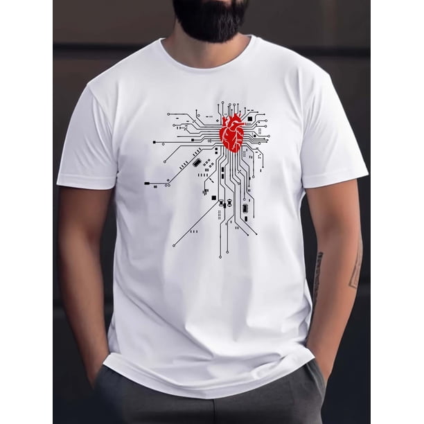Camiseta informal y cómoda de manga corta con estampado de corazón de nerd y tráfico, ideal para el día a día de primavera/verano. Ideal para adultos, hombres, mujeres, adolescentes y jóvenes.