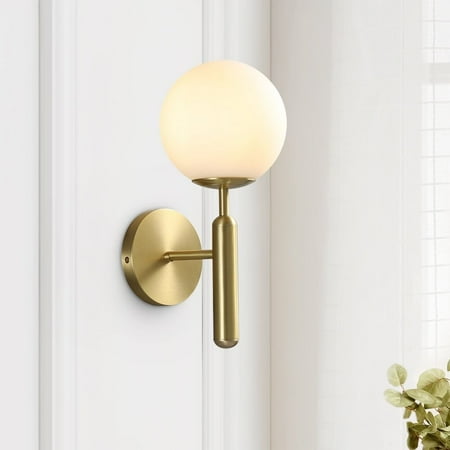 

1-light Glass Globe Wall Sconce Brass