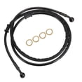 thumbnail image 1 of 1 Set 155cm 61.02" Motorcycle Braided Brake Clutch Oil Hoses Line Pipe Clutch Throttle Gas Line Fuel Pipe Black for ATV Dirt Bike, 1 of 7