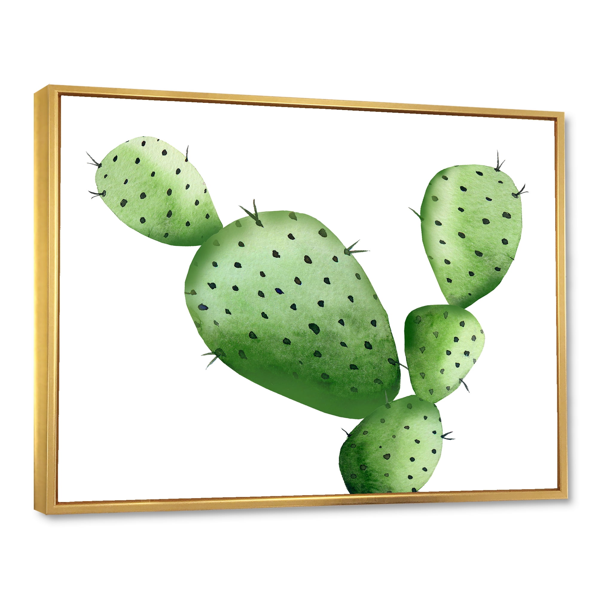 Designart 'Close Up Green Southwestern Cactus' Tropical Framed Canvas Wall Art Print