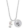 thumbnail image 1 of Delight Jewelry Silvertone Bunny Face Silvertone Script Initial Disc - E - Charm Necklace, 20"+3", 1 of 4