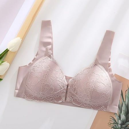 Crunowin Women s Plus Size Bra  Push Up Full Coverage Solid Color Lace No Underwire Comfort Daily Underwear Pink XL