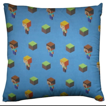 

Minecraft Themed Decorative Throw Pillow/Sham Cushion Cover Alex Steve Dirt Blocks