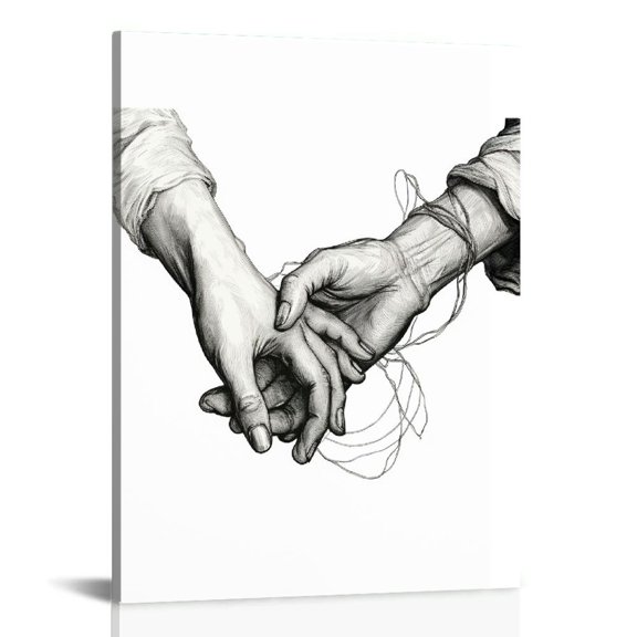 EastSmooth Hands Forever Framed Canvas Wall Art For Bedroom Ready To Hang Black Frame Prints for Couples Love Drawing Artwork Wall Pictures for Bedroom Decor, House Decorations Living Room