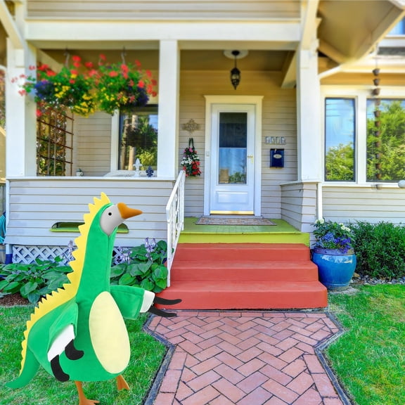 Sruoe Porch Goose Outfits, Dinosaur Cartoon Goose Clothes Dress, Duck Clothes for 23" Cement Statue, Spring Outdoor Goose Clothing, Goose Costume for Yard Lawn Porch Decor