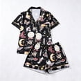 thumbnail image 2 of Weebloom Halloween Soft Pajamas For Women Print Short Sleeve Button Up Tops And Shorts Pajama Casual Digital Floral Comfort Fit Sleepwear Nightwear Pjs Loungewear Black S, 2 of 5