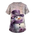 thumbnail image 3 of Large Woman’S Christmas Print Scrub Top，Christmas Scrub Tops Women Plus Size Nursing Uniforms V-Neck Short Sleeve Fun Printed Scrubs Top With Pockets，Purple，XL, 3 of 4