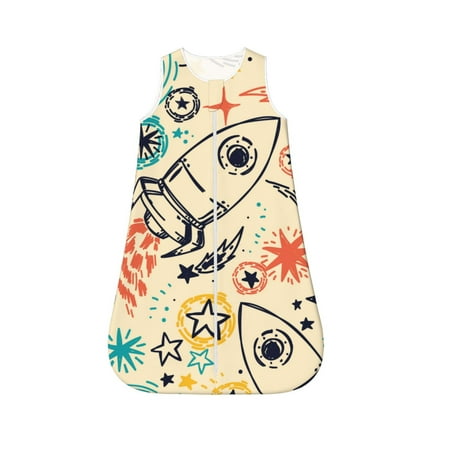 

Haiem Rockets Printed Baby Sleep Sack 0-6 Months Muslin Baby Sleeping Bag Zipper Toddler Wearable Blankets Comfy Stretchy Thin Sleep Sacks-Small