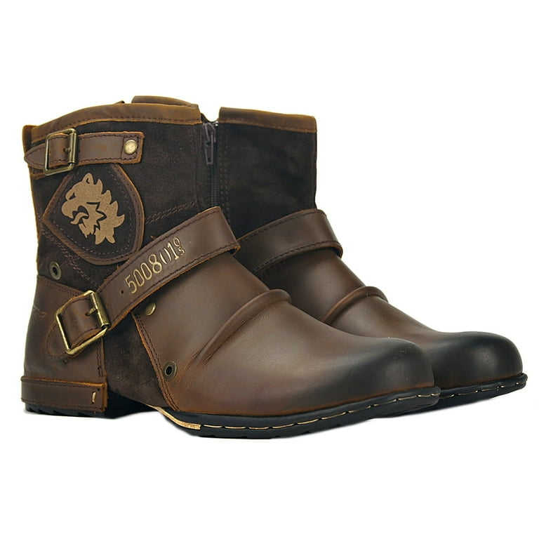 OSSTONE Dress Boot for Men Leather Chukka Designer Zip-up & Buckle Amazon.com | OSSTONE Men Chelsea Ankle Boots Leather Chukka  main image 2