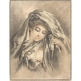 thumbnail image 2 of Gilles Demarteau the Elder 19x24 Gold Ornate Framed and Double Matted Museum Art Print Titled - Young Woman with Her Head Covered (1767), 2 of 4