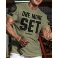 thumbnail image 2 of Gymish One More Set Workout Shirt for Men – Motivational Gym Tee, Funny Lifting T-Shirt, Military Green with Sleeve Logo, Small, 2 of 6