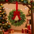 thumbnail image 3 of Yucurem 1 Pieces Christmas Wreath for Kitchen Cabinet, 9.84" Mini Christmas Wreath, Pine Needle Bow Wreath for Xmas New Year Window Door Candle Rings Fireplaces Party Supplies, 3 of 7