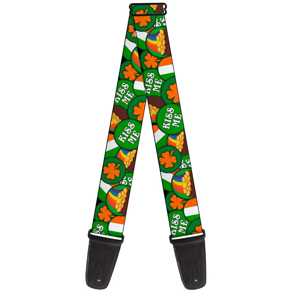 Buckle-Down Guitar Strap, St Pats Buttons Stacked, 2 Inches Wide