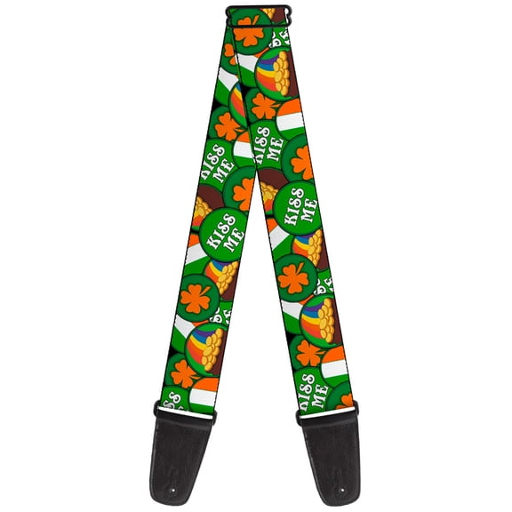 Buckle-Down Guitar Strap, St Pats Buttons Stacked, 2 Inches Wide