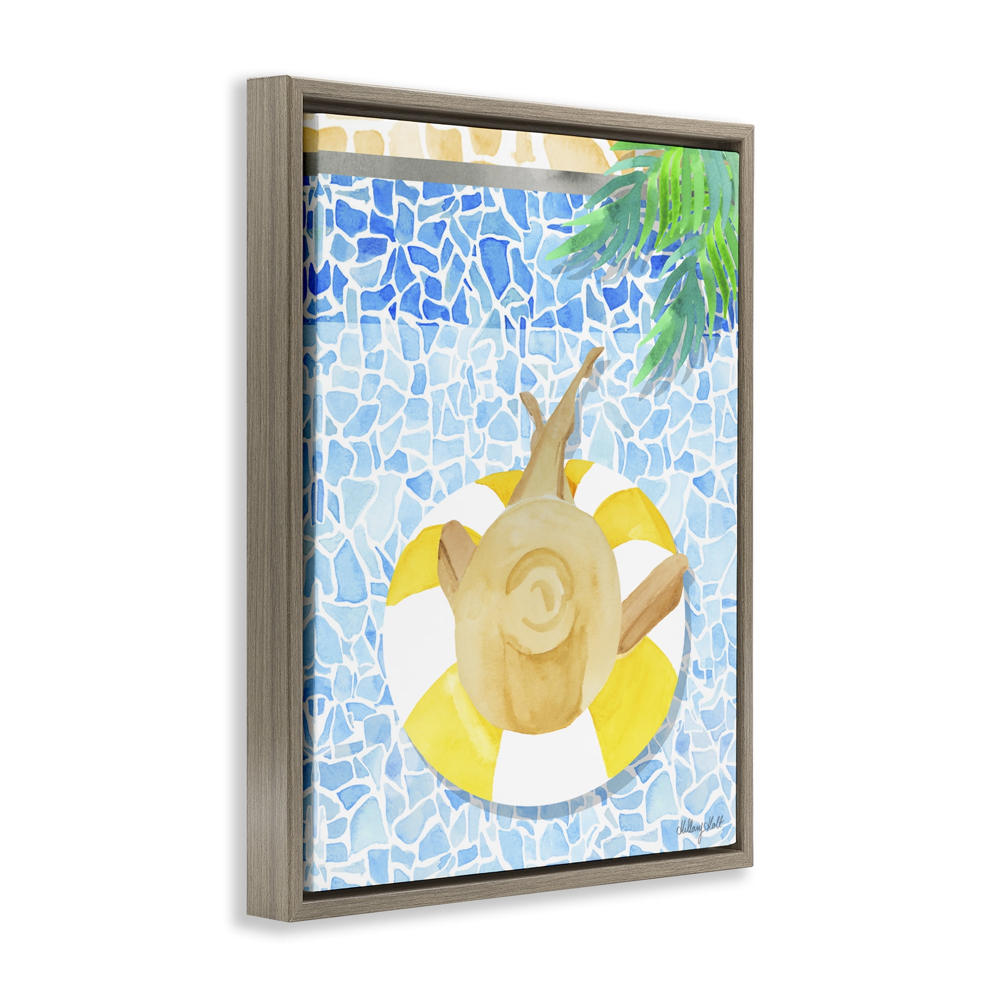 Stupell Industries Summer Poolside Drift Brown Framed Floater Canvas Wall Art, design by Hillary Holt