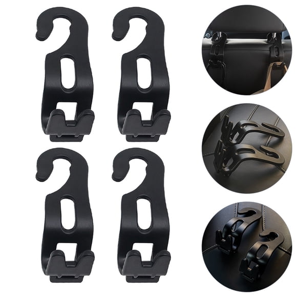 FUTUREORYY 10Pcs Black PP Auto Hooks for Car Headrest Backseat Organizer