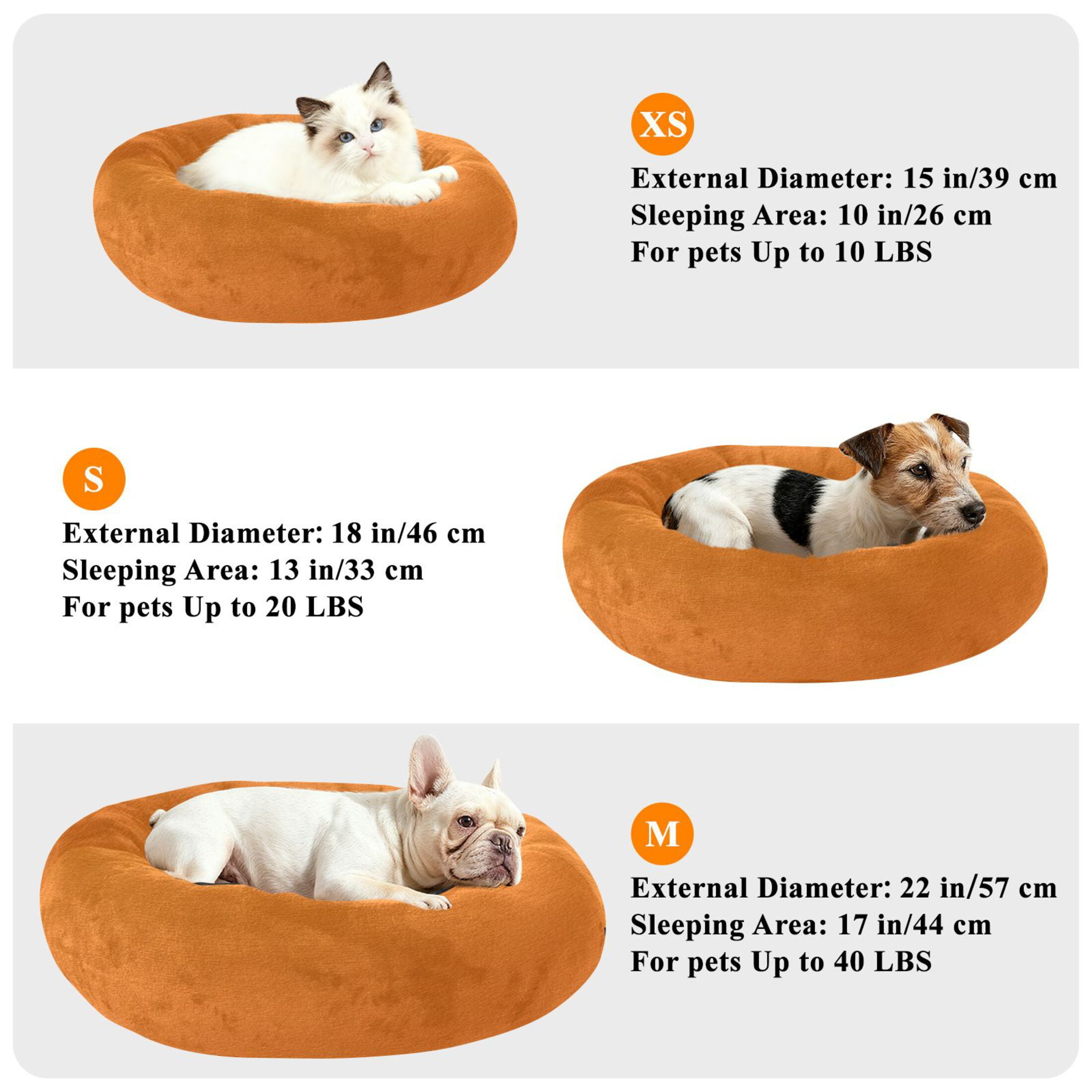 Iauyy Pet Couch Donut Cat Bed for Indoor Cats/Small Dogs Washable & Machine with Non-slip Bottom Calming Cat Furniture, Orange Cardboard (M)