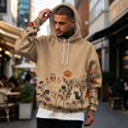 thumbnail image 4 of Hsovts Men Halloween Pumpkin Ghost All Over Print Hoodie, Gradient Brown Long Sleeve Drawstring Hooded Sweatshirt with Kangaroo Pocket Brown L, 4 of 5