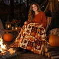 thumbnail image 3 of Soft Flannel Halloween Blanket, 39x27 Inch Lightweight Plush Lap Throw, Vintage Checkered Pumpkin Maple leaves for Autumn Home Decor, 3 of 6