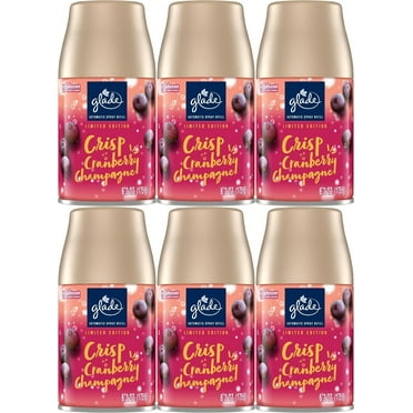Glade Automatic Spray Refill, Air Freshener for Home and Bathroom, Crisp Cranberry Champagne, 6.2 Oz Pack of 6